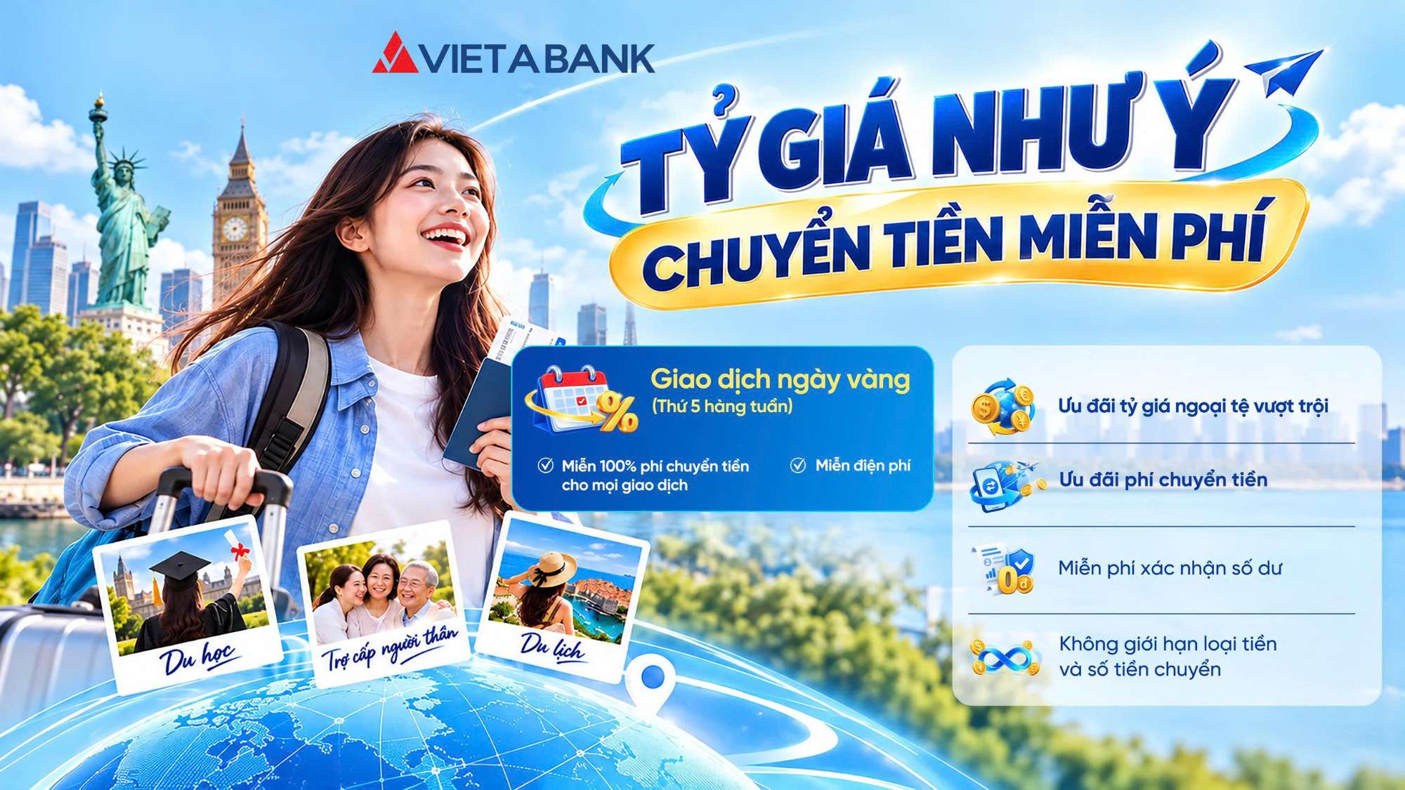 TỶ GIÁ NHƯ Ý, CHUYỂN TIỀN MIỄN PHÍ CÙNG VIETABANK