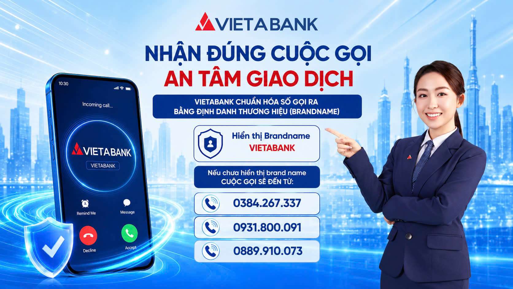 CHUẨN HÓA SỐ ĐIỆN THOẠI GỌI RA TỪ TỔNG ĐÀI VIETABANK QUA ĐỊNH DANH (BRANDNAME)