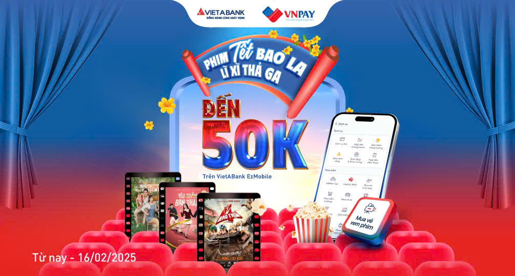 VUI TẾT RA RẠP - BAO LA LÌ XÌ ĐẾN 50K TRÊN VIETABANK EZMOBILE