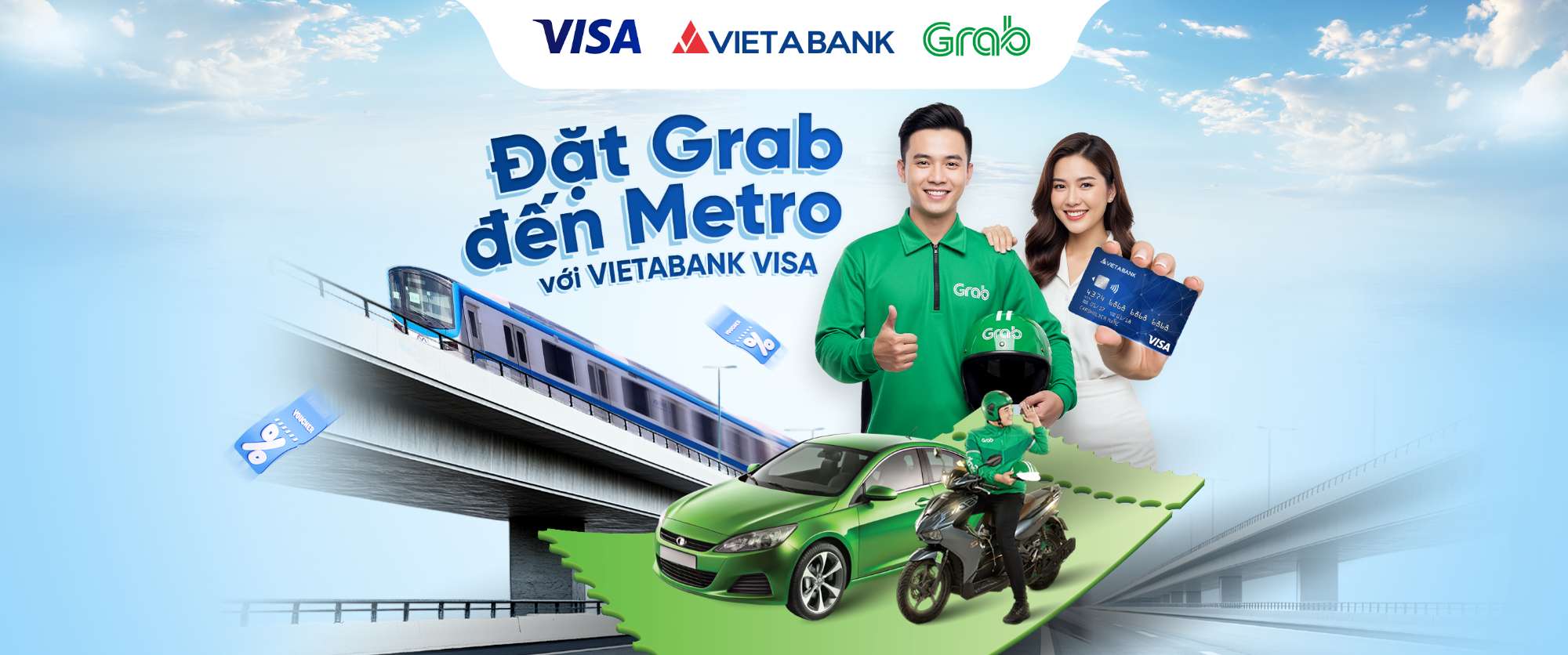 🚆 Đặt Grab đến Metro với thẻ VIETABANK VISA – Giảm ngay 50%