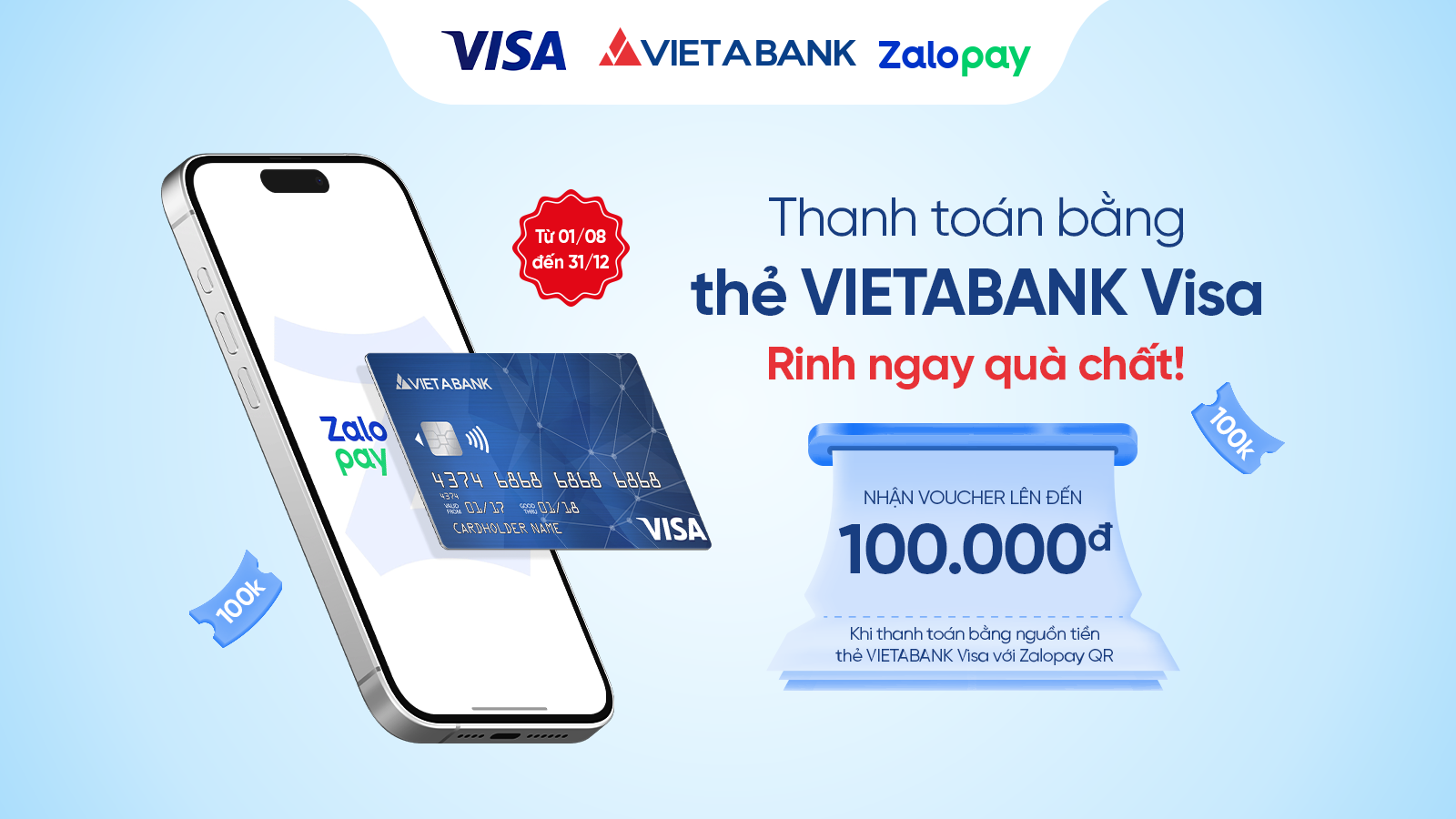 Thanh toán bằng thẻ VIETABANK VISA - Rinh ngay quà chất!