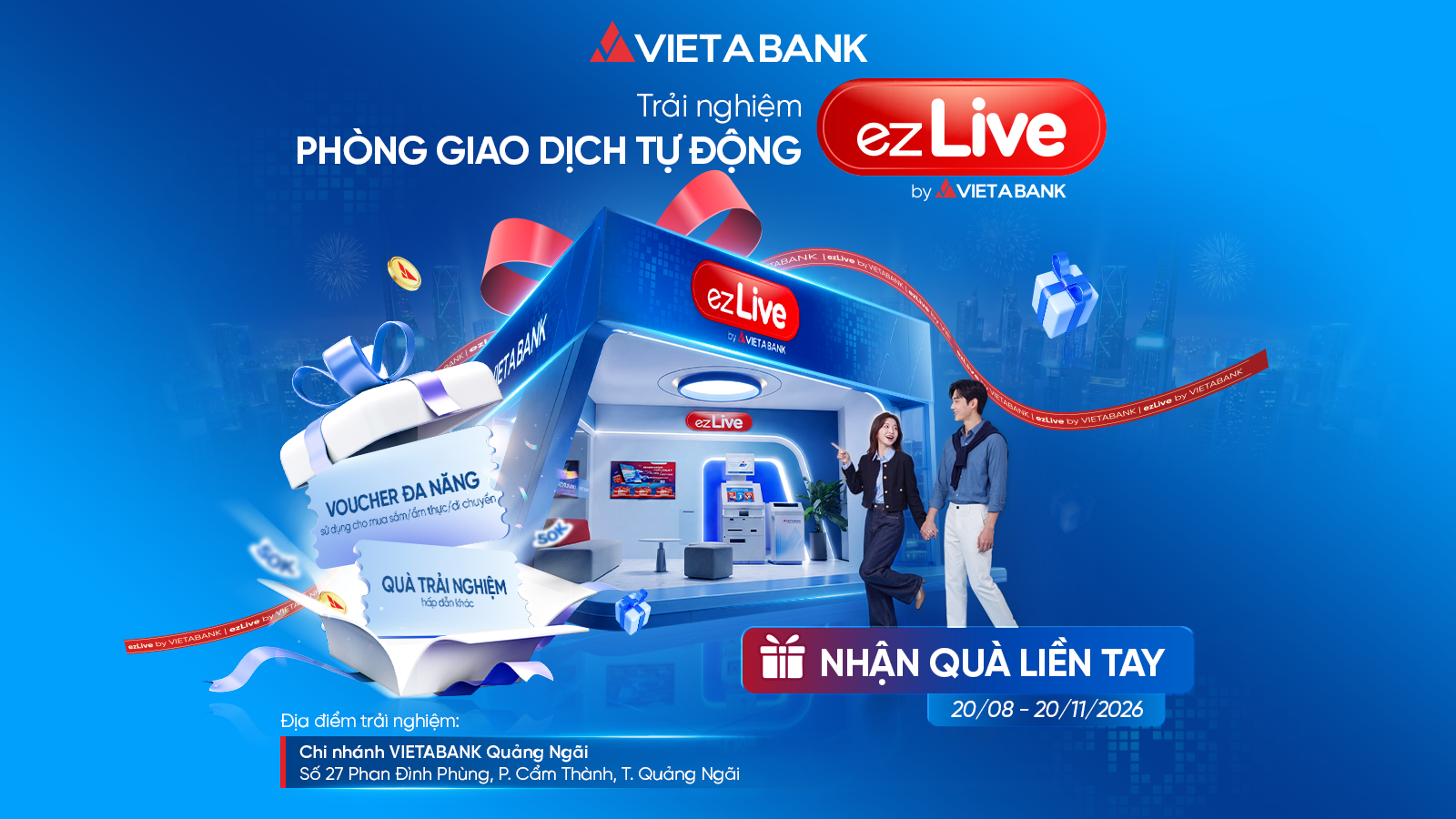 VIETABANK chính thức đưa Phòng giao dịch tự động ezLive tại Quảng Ngãi vào hoạt động
