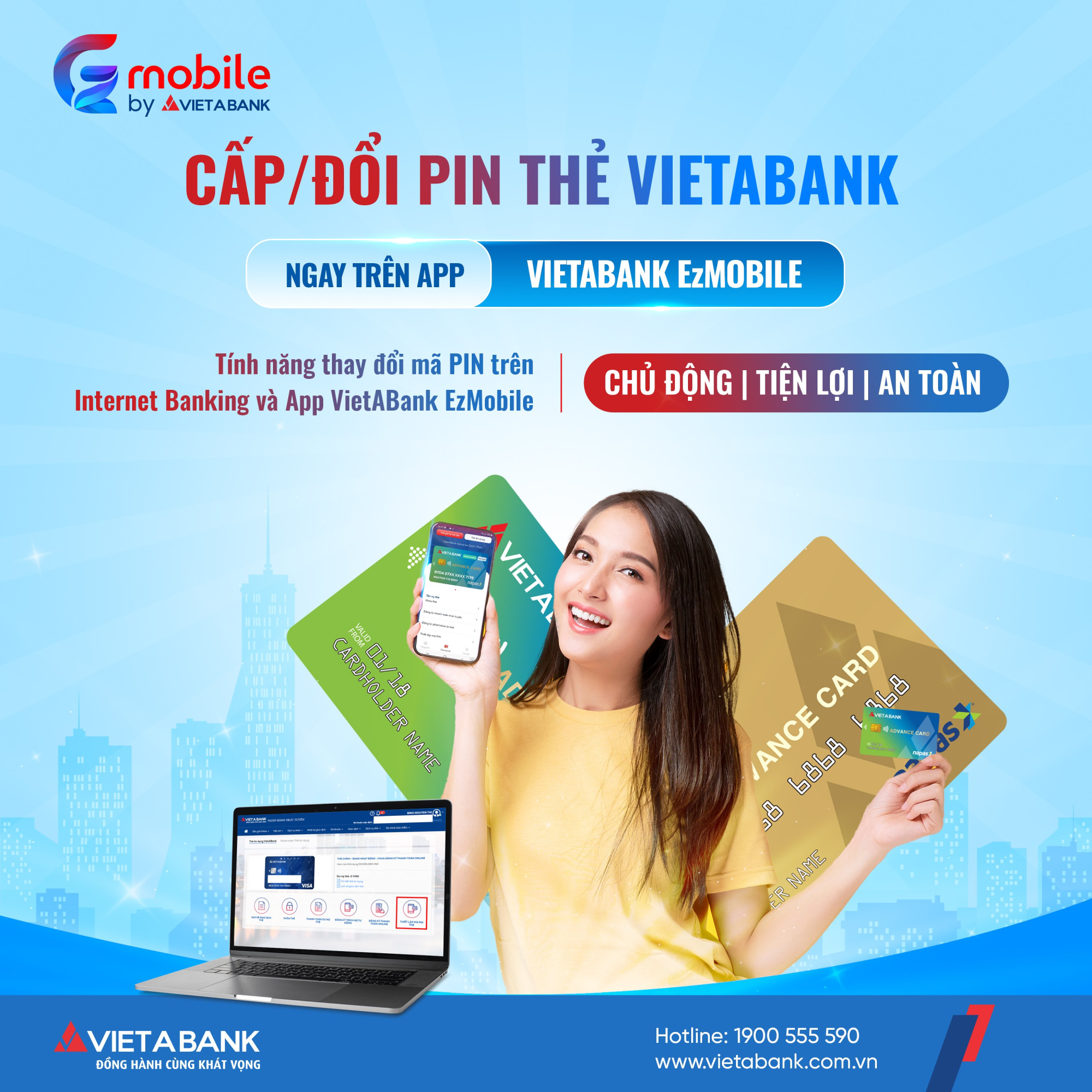 CHÍNH THỨC RA MẮT 📲 Cấp/Đổi mã PIN thẻ trên App VietABank EzMobile