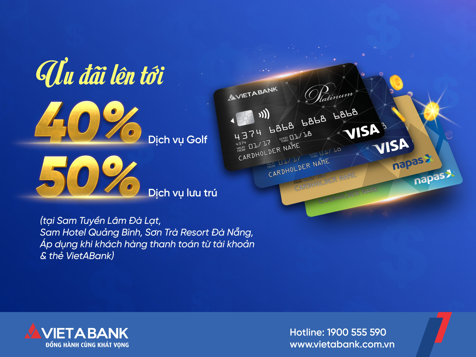 Ưu đãi dịch vụ khi thanh toán từ tài khoản hoặc thẻ của VietABank