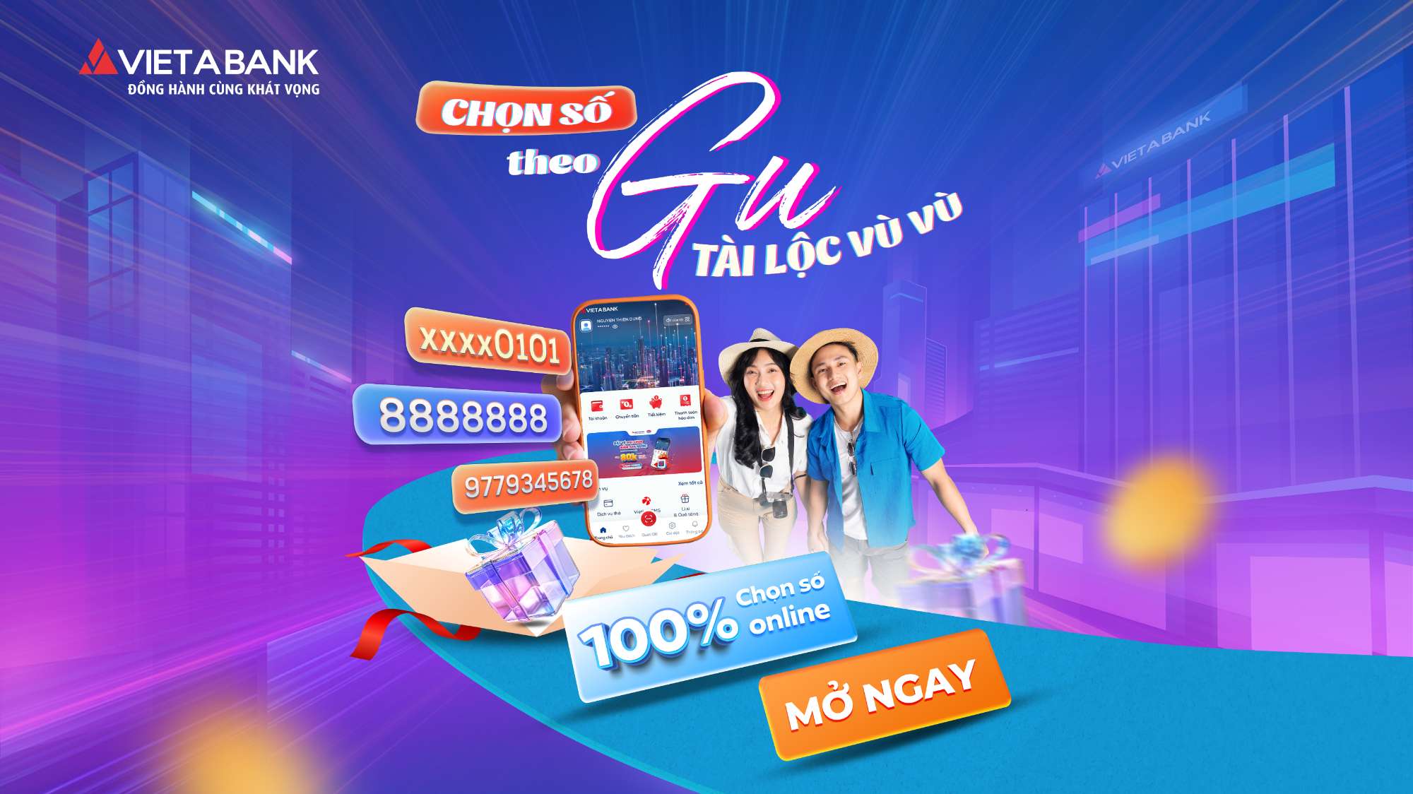MỞ TÀI KHOẢN SỐ TỰ CHỌN TRÊN ỨNG DỤNG VIETABANK EZMOBILE