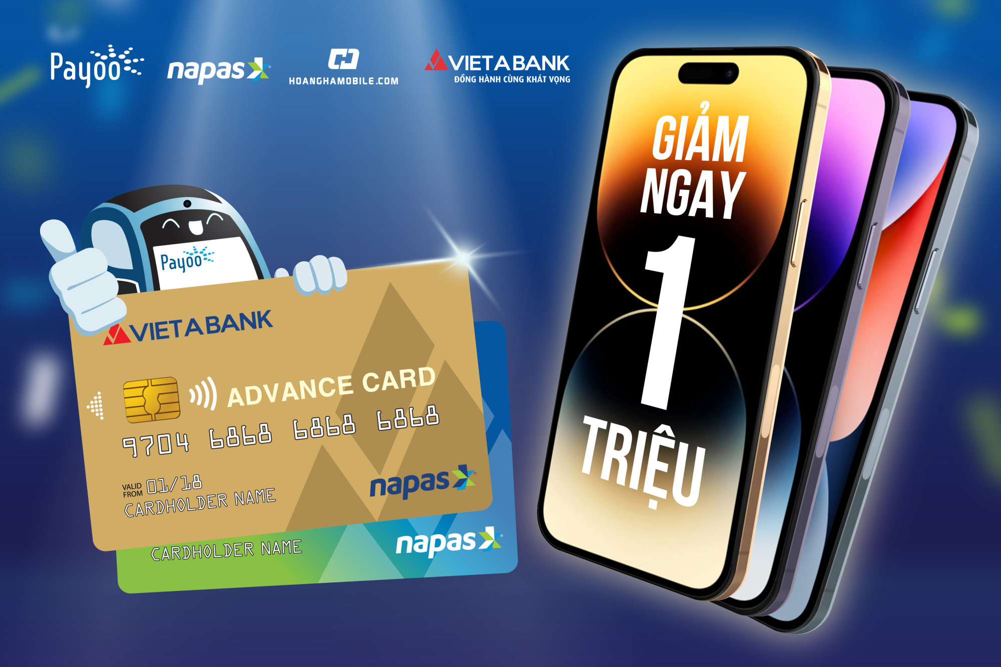 Dùng thẻ VietABank Napas, tiết kiệm 1 triệu khi mua iPhone 14 series tại Hoàng Hà Mobile