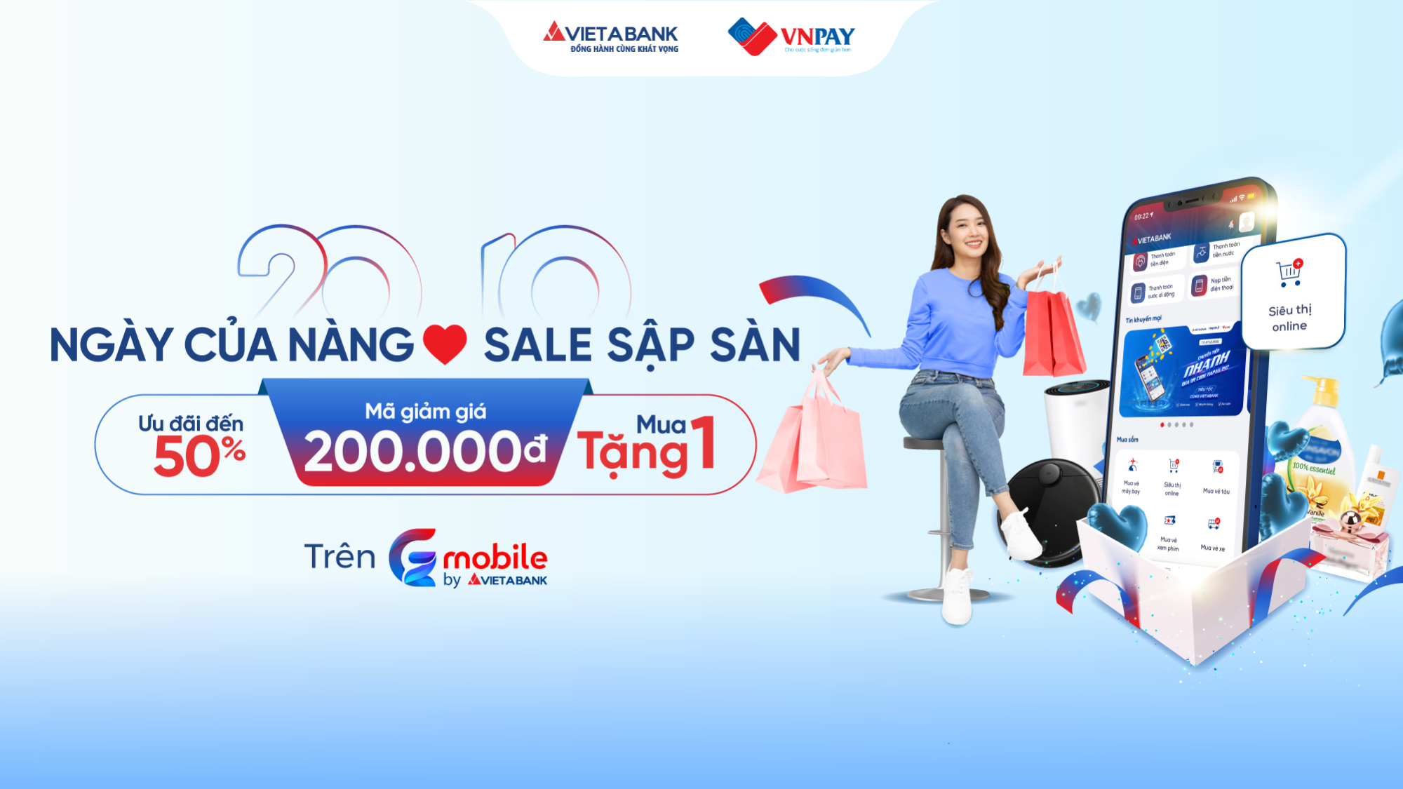Ngày của Nàng - Sale sập sàn tại VnShop trên App VietABank EzMobile 
