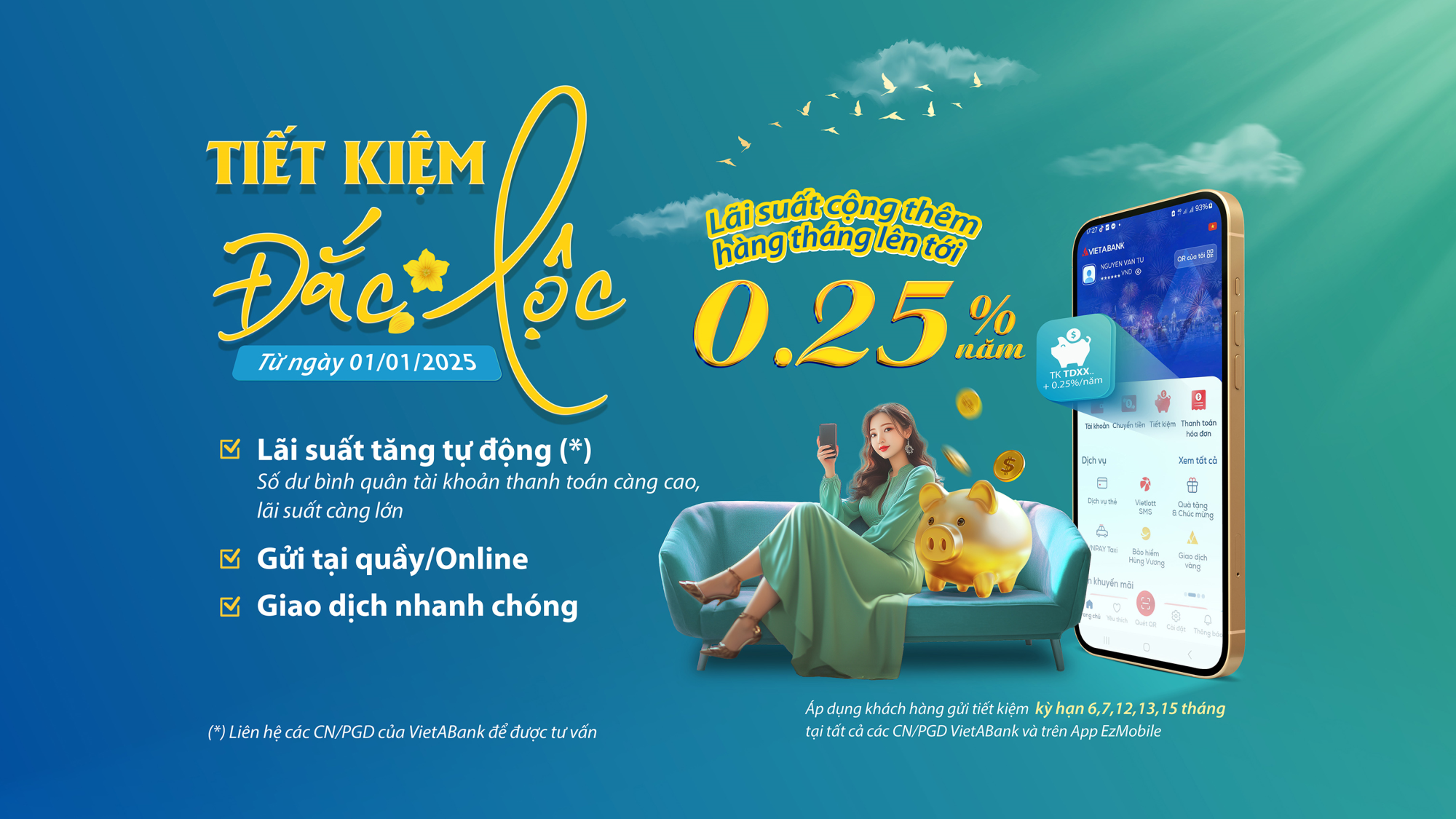 TIẾT KIỆM ĐẮC LỘC CÙNG VIETABANK